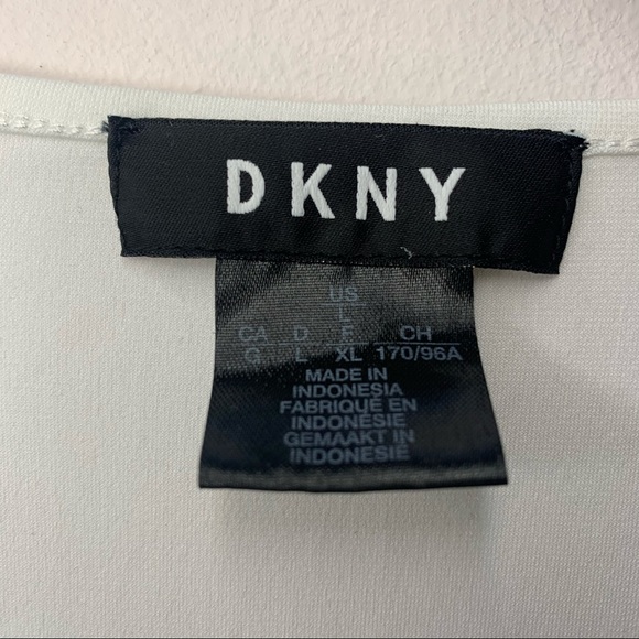 DKNY White Asymmetric Tie-Neck Blouse Sleeveless - Picture 7 of 9